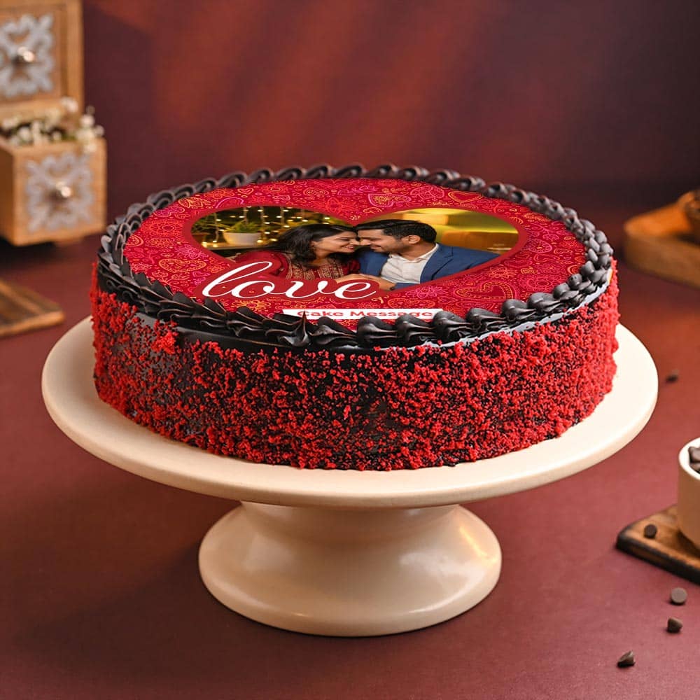 Front View Anniversary Special Chocolaty Photo Cake