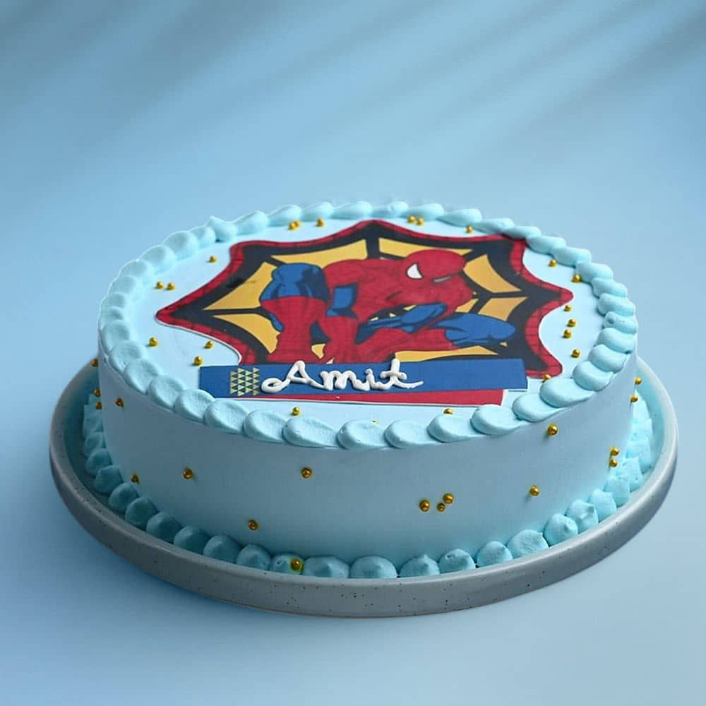 Front View of Amazing Spiderman Cake