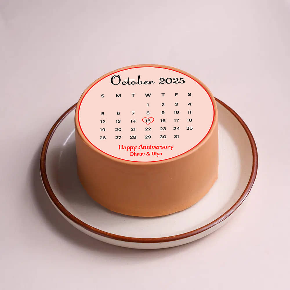Front View of Anniversary Calendar Bento Cake