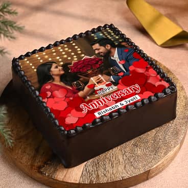 Square Shape Photo Cake for Wedding Anniversary