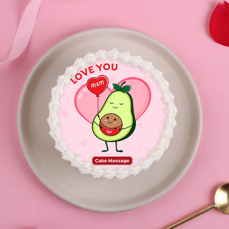 Top View of Avocado Mom Love Bento Cake