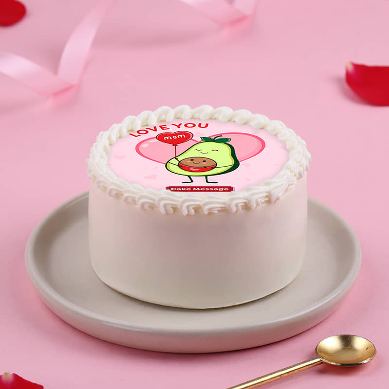 Side View of Avocado Mom Love Bento Cake