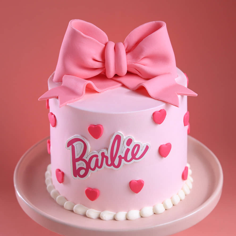 Top View of Beautiful Bow Barbie Cake