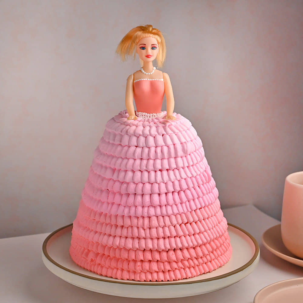 Side Angled View of Princess Barbie Gown Cake