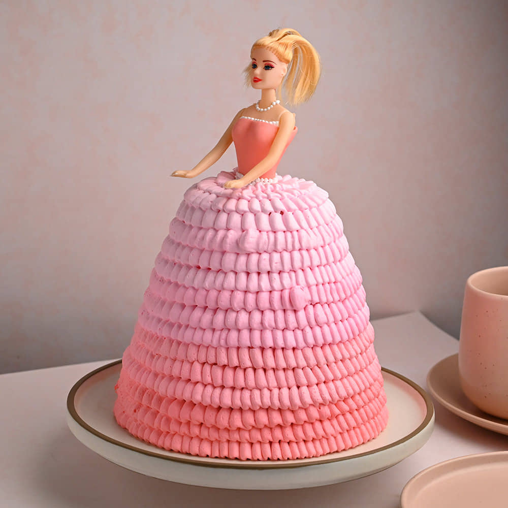 Side View of Princess Barbie Gown Cake