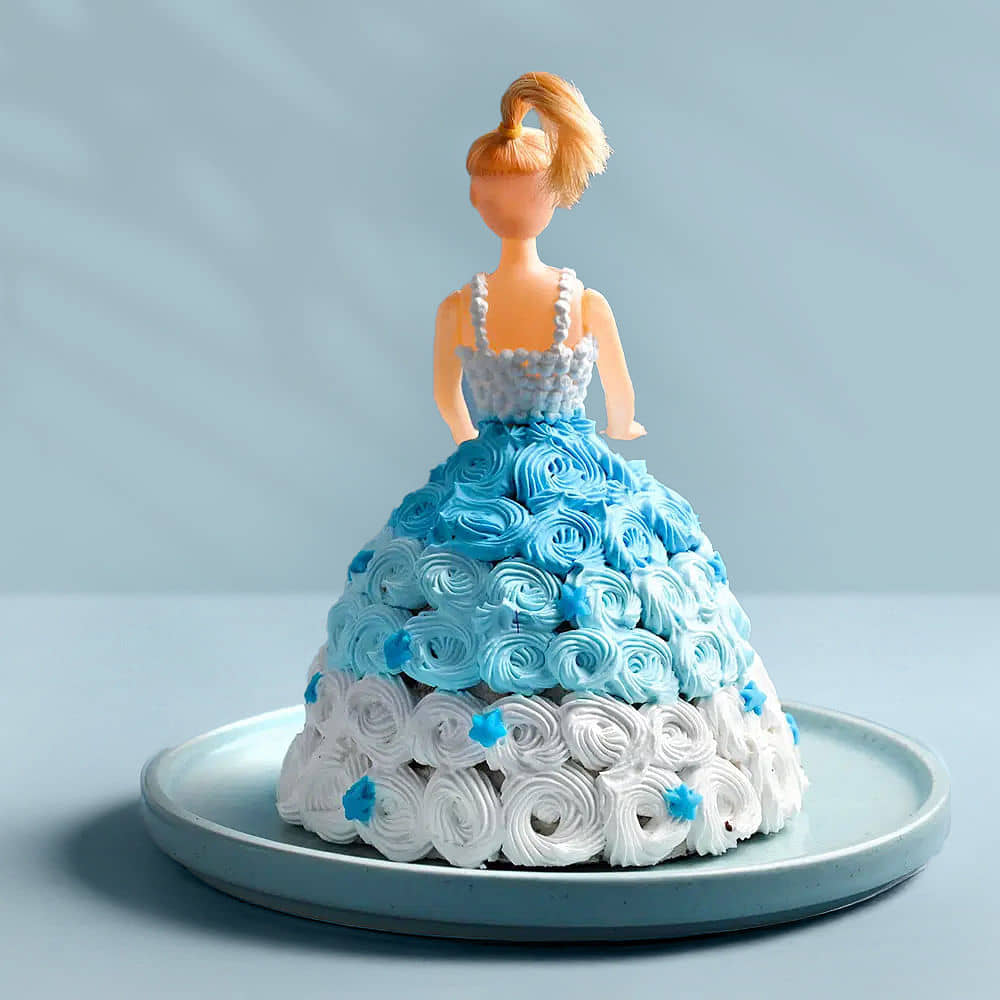 Back View of Barbie Floral Gown Cake