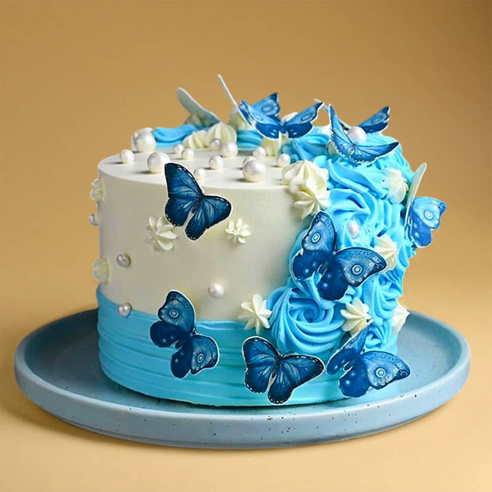 Side View of Beautiful Butterfly Theme Cake