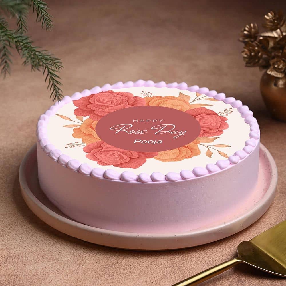 Front View of Blossom Rose Day Cake
