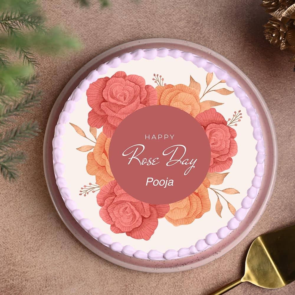Top View of Blossom Rose Day Cake