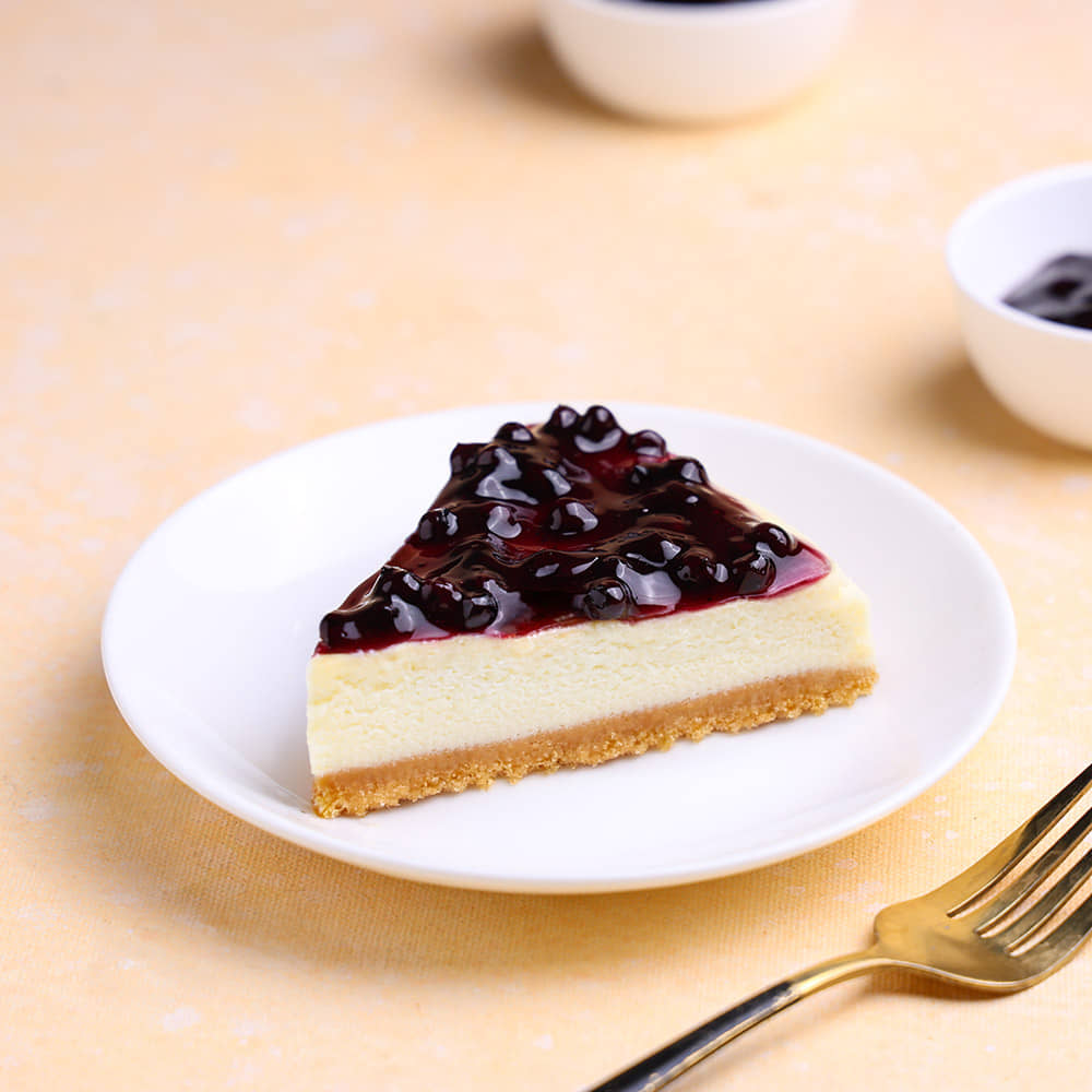 Side View of Blueberry Cheesecake Slice