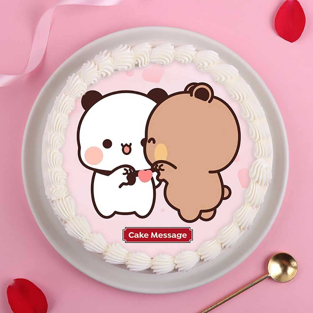 Top View of Bubu Dudu Kiss Day Cake