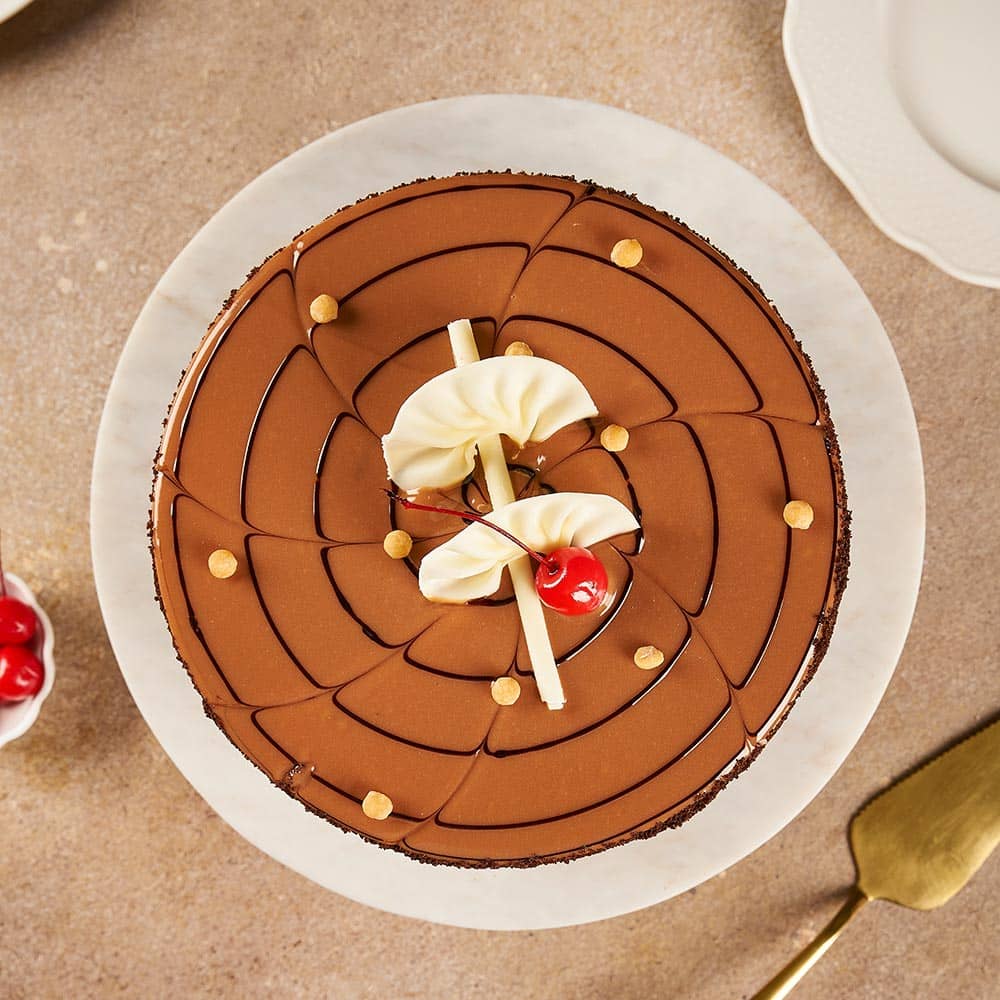 Top View of Round Shape Butterscotch Cake