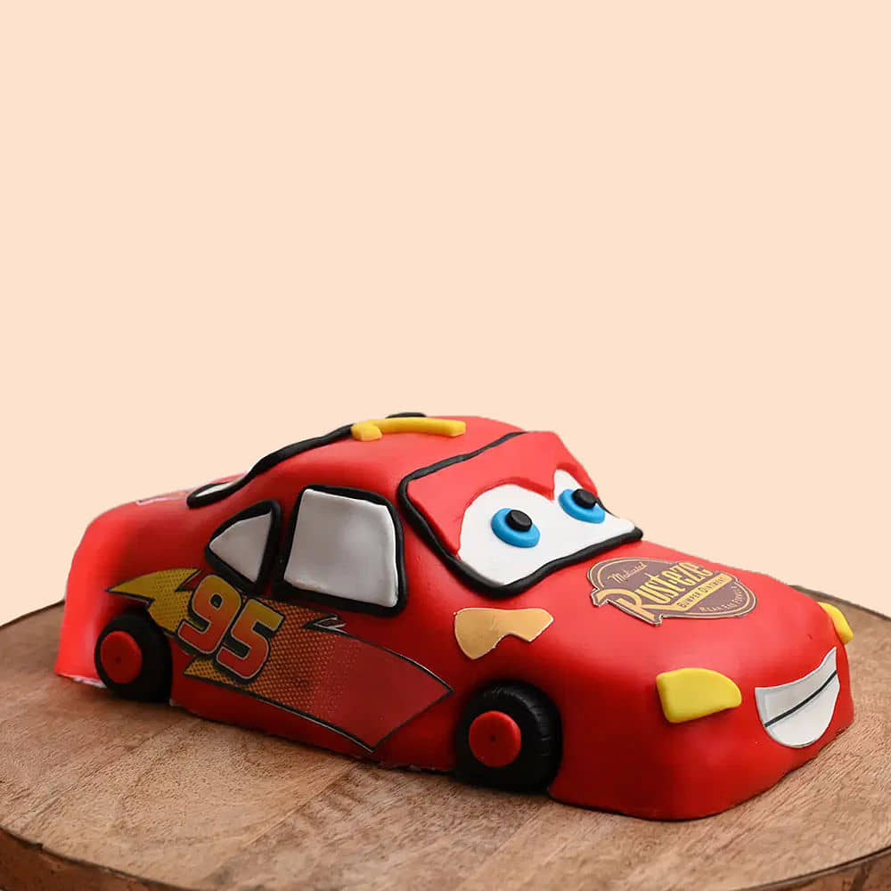 Front View: McQueen Racer - Car Theme Birthday Cake
