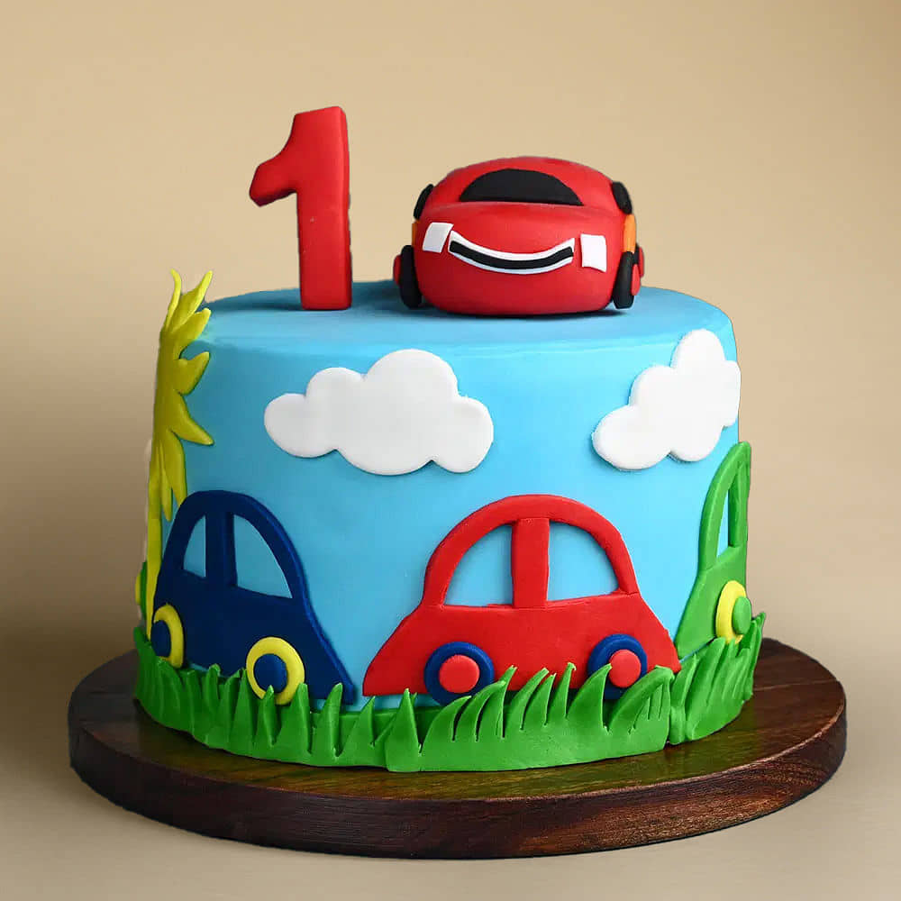 Front View of Car Fondant Cake