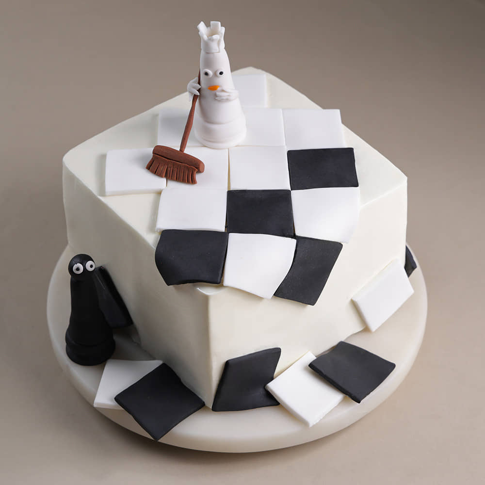 Top View of Checkmate Chess Cake