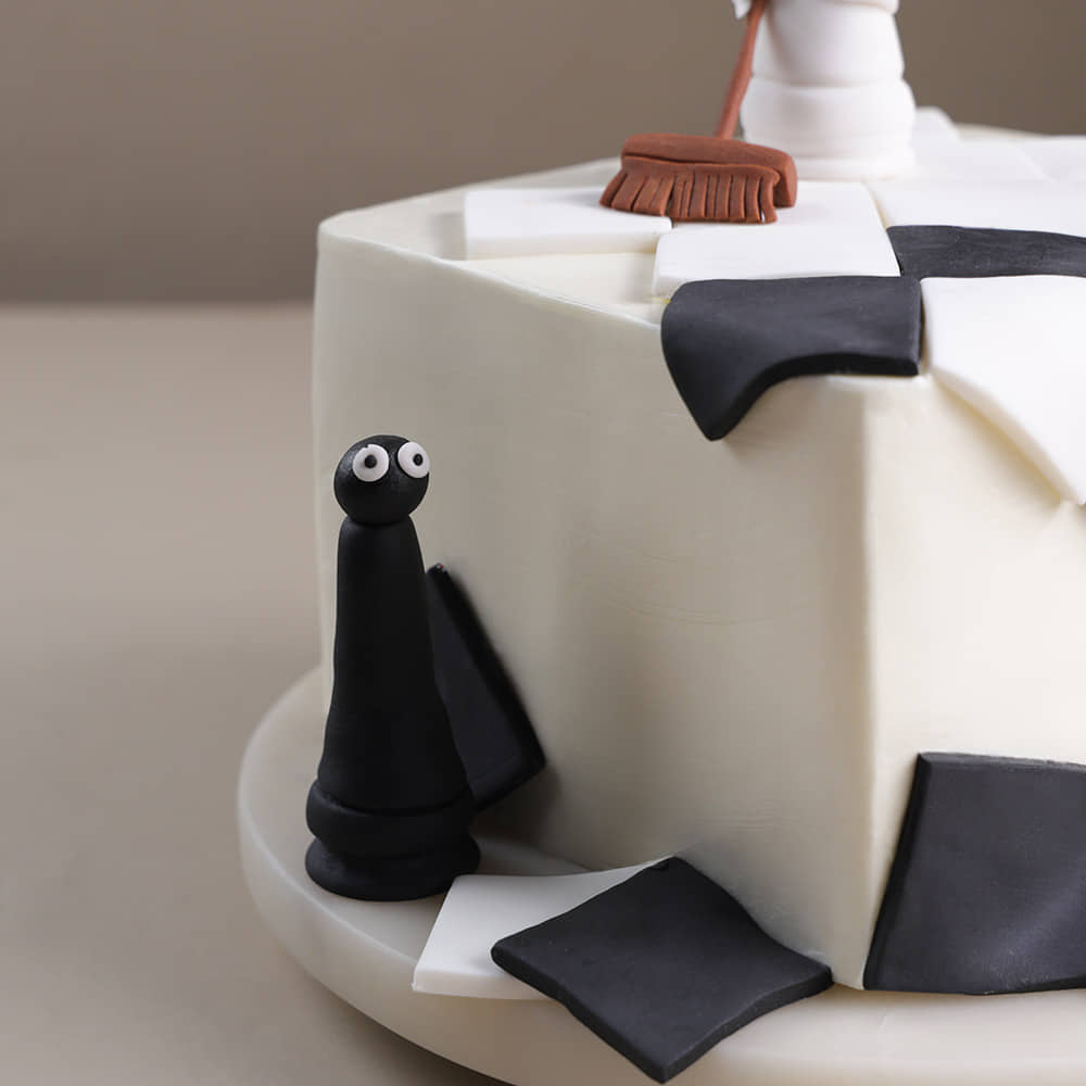Zoomed View of Checkmate Chess Cake