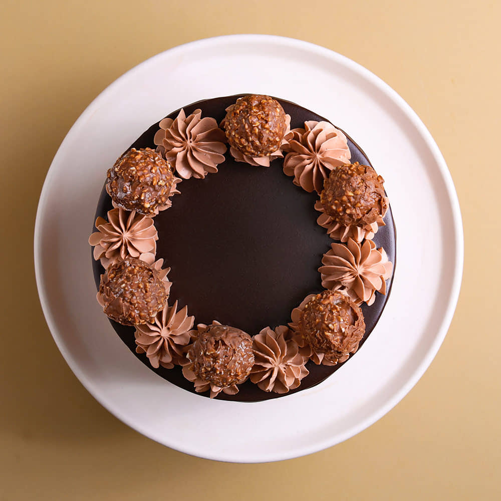 Top View of Choco Ferrero Cake