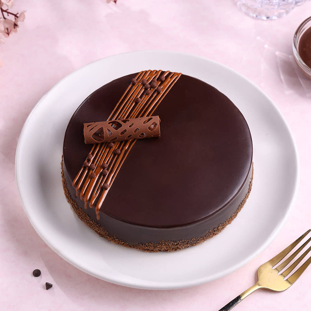 Top View of Rich Chocolate Truffle Cake