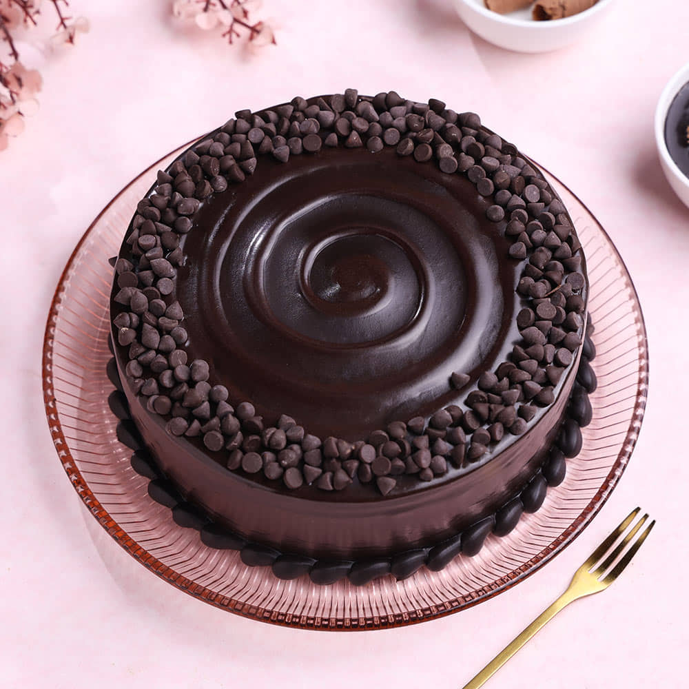 Top View of Choco Chip Truffle Cake