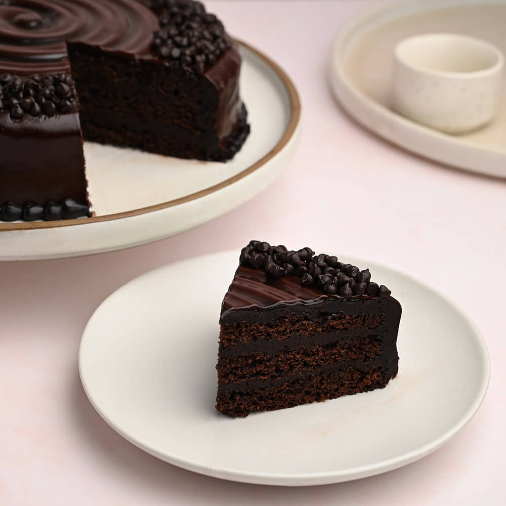 Sliced View of Choco Chip Truffle Cake