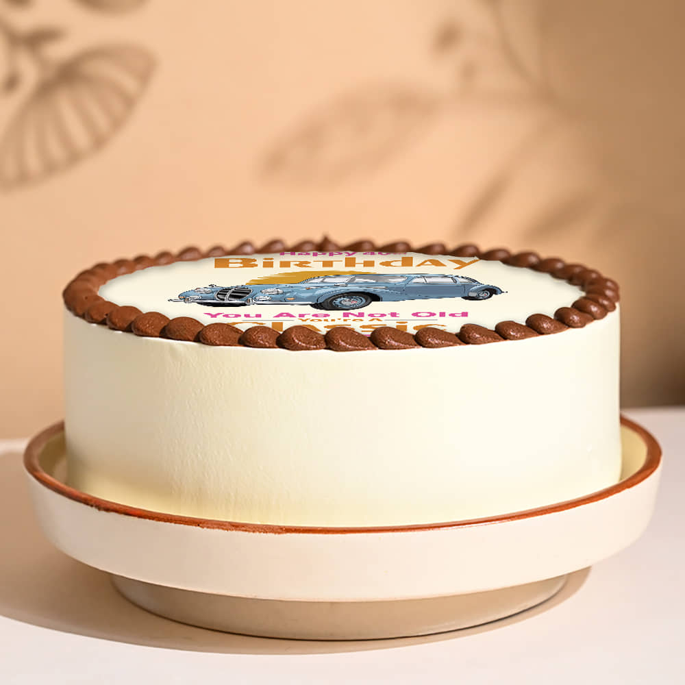 Side View of Classic At Forty Birthday Cake