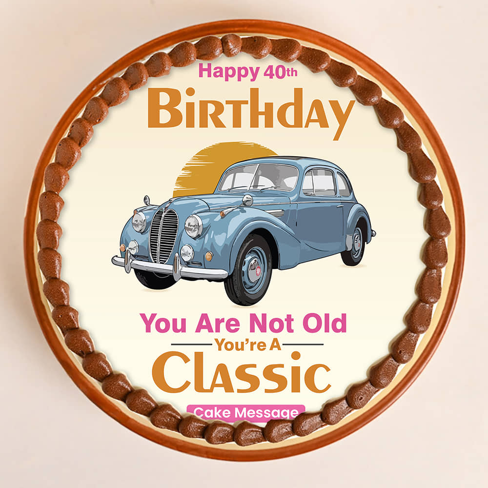 Top View of Classic At Forty Birthday Cake