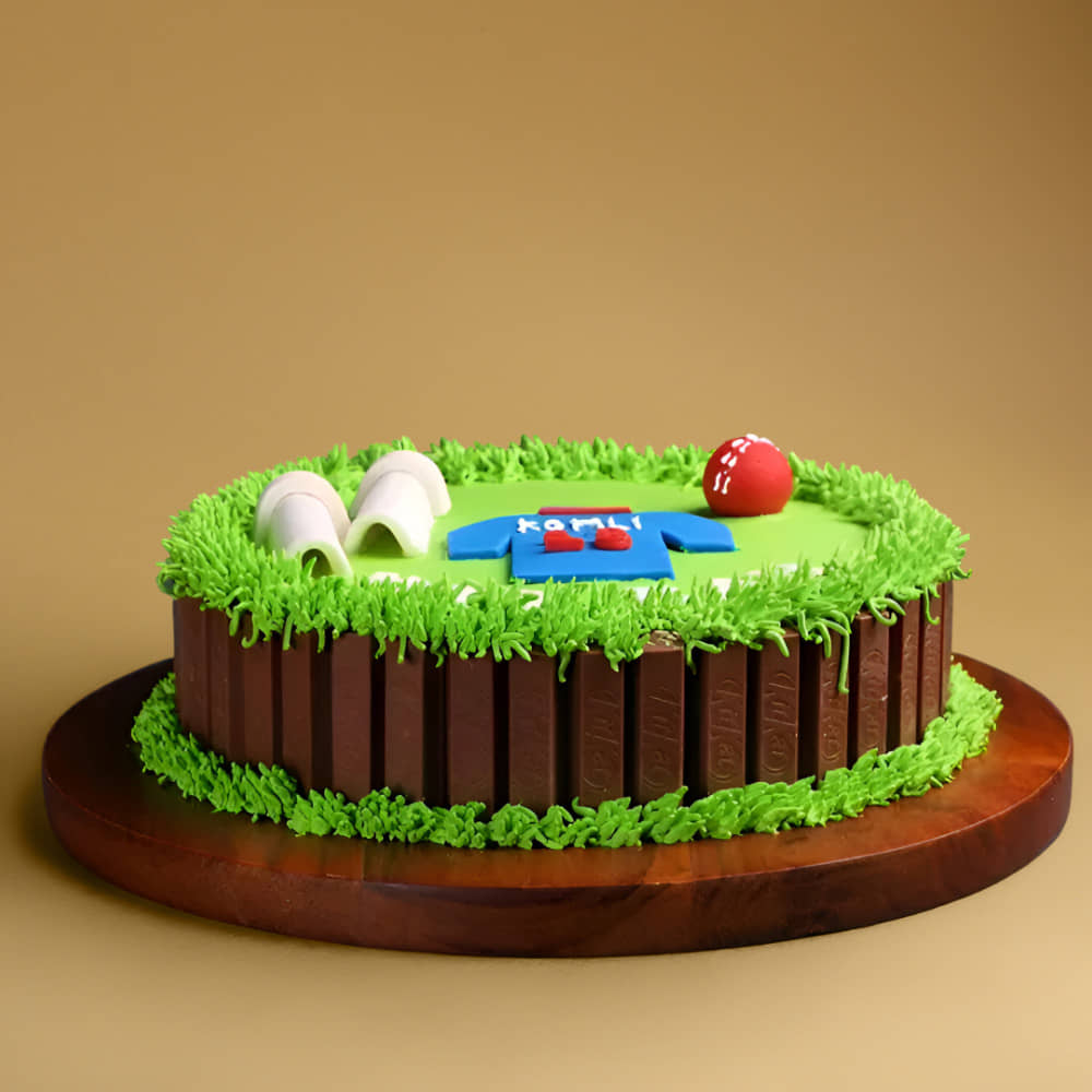 Top View of Cricket KitKat Cake