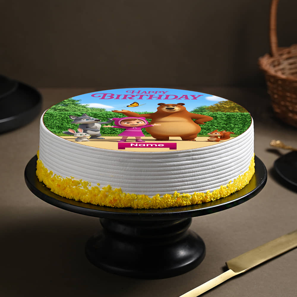 Side View of Cheerful Masha and the Bear cake