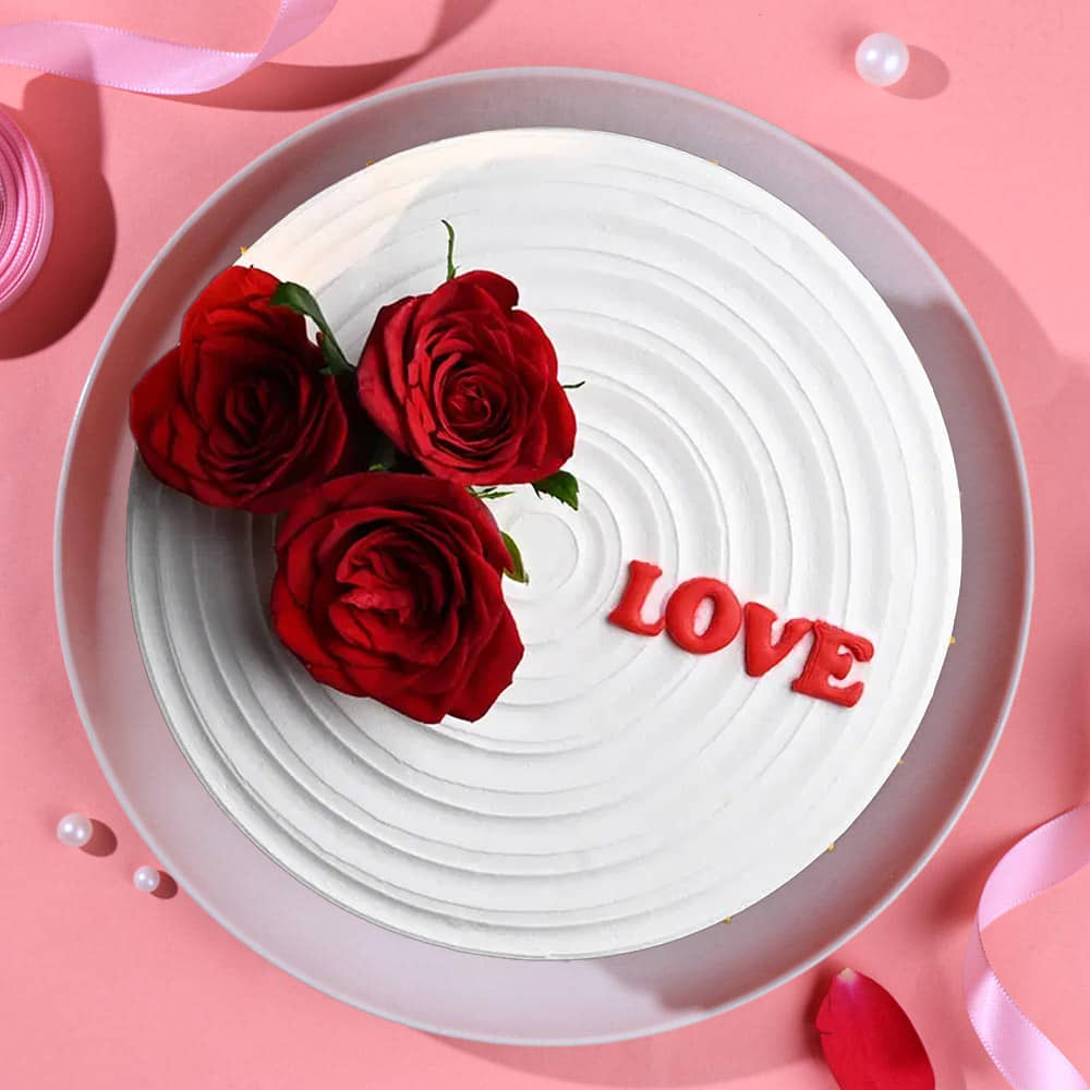Top View of Rose Cream Cake