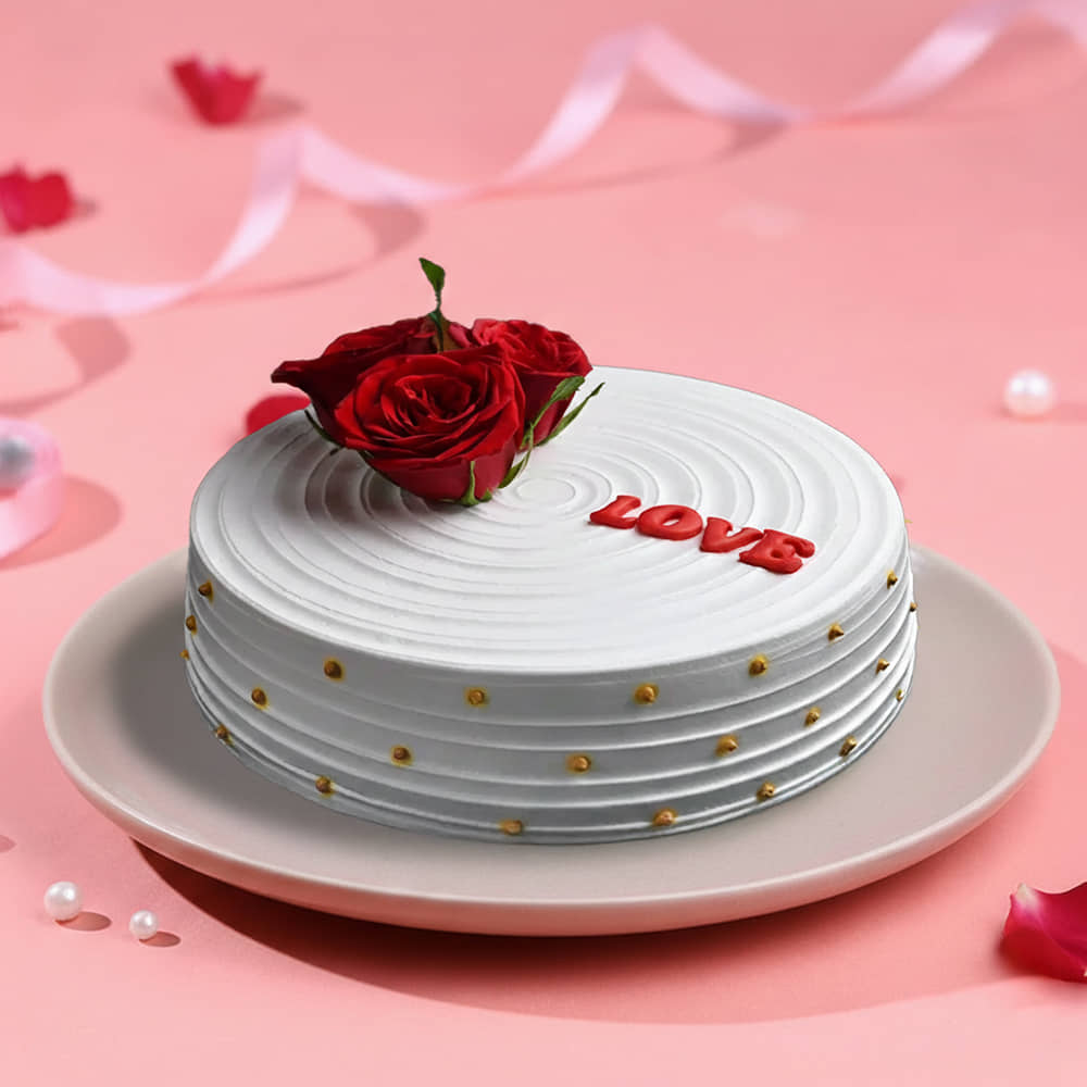 Front View of Rose Cream Cake