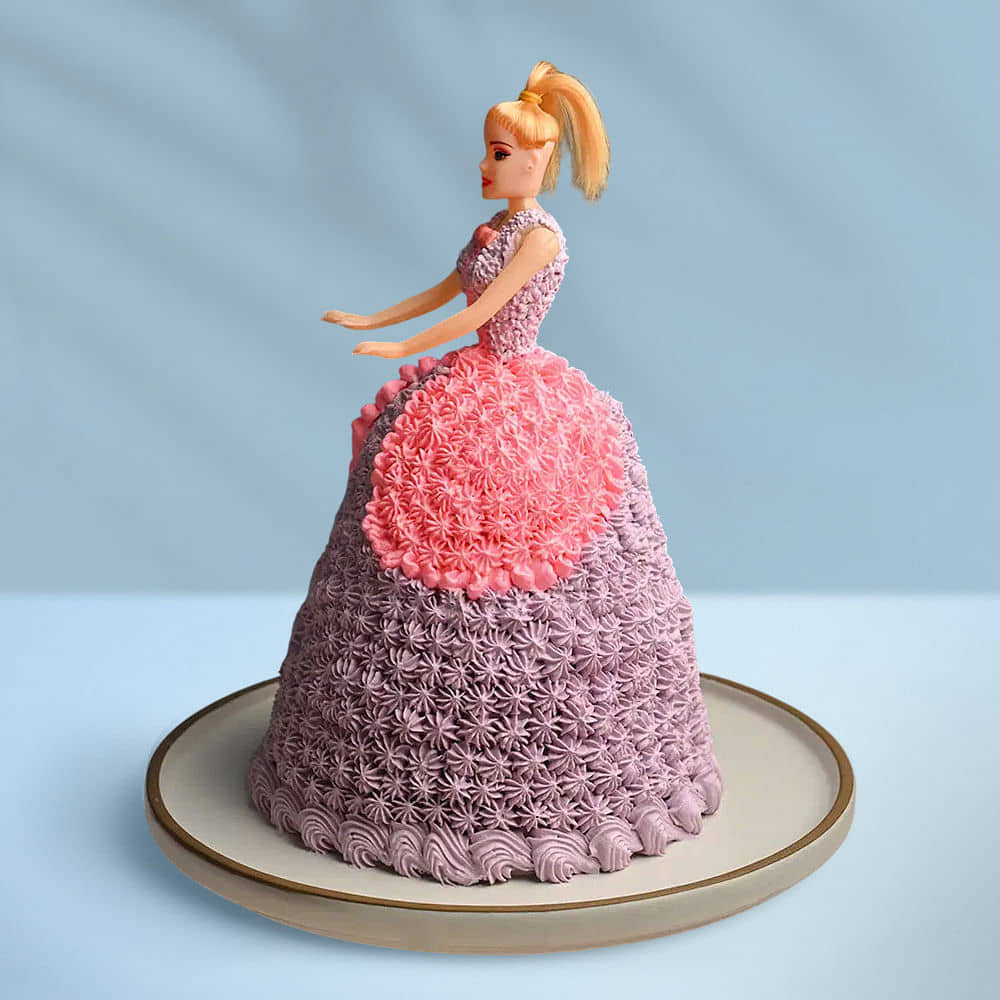 Side View of Royal Barbie Cake