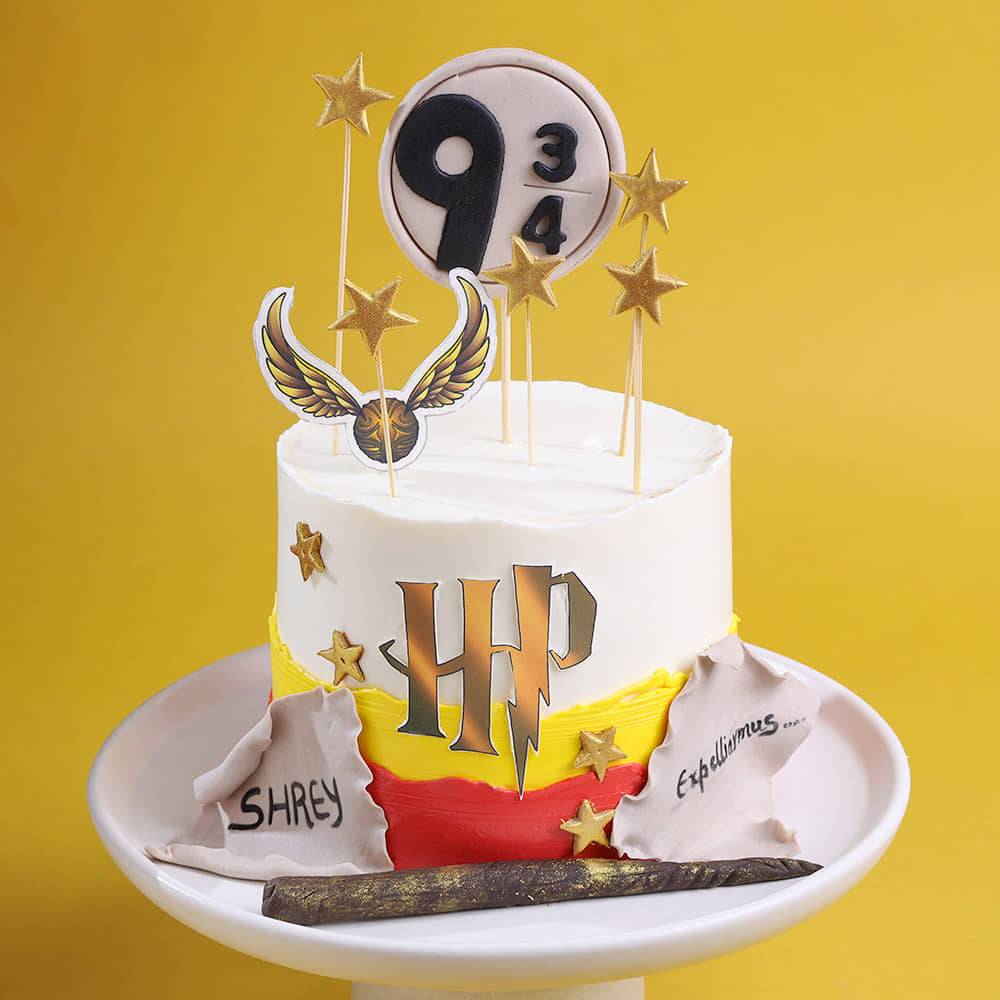 Harry Potter Cake with Wand and Topper