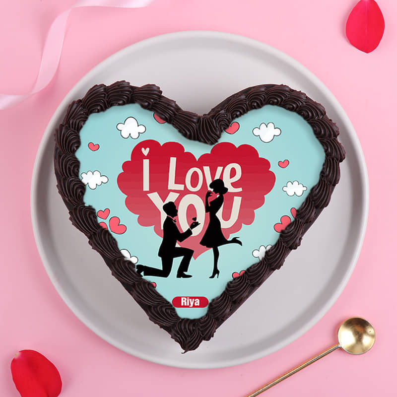 Front View of Heartfelt I Love You Photo Cake