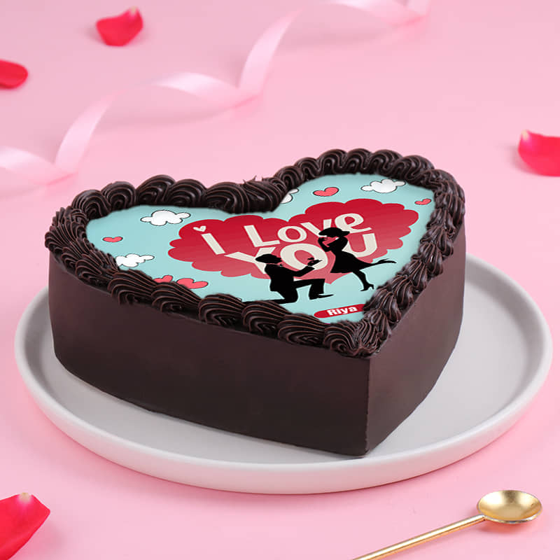 Side View of Heartfelt I Love You Photo Cake