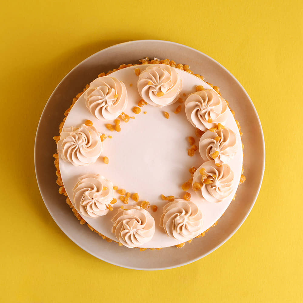 Top View Butterscotch Crunch Designer Cake 