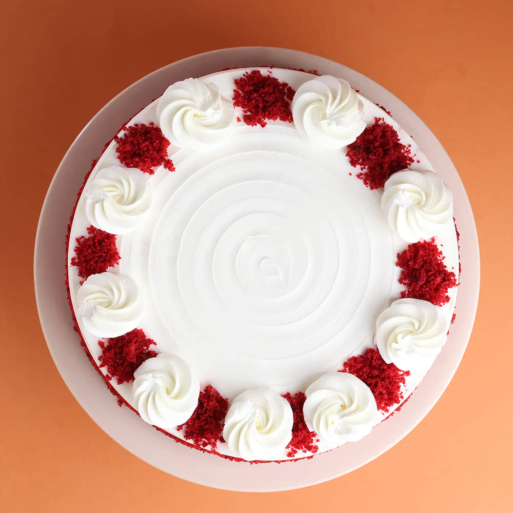 Top View: Red Velvet Cream Cake
