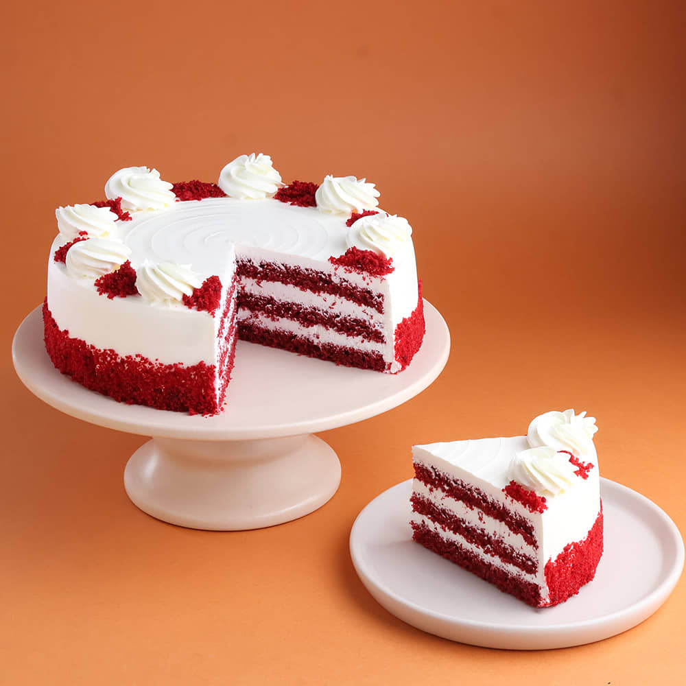 Sliced View: Red Velvet Cream Cake