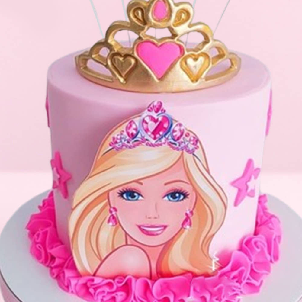 Top View of Enchanting Barbie Crown Cake