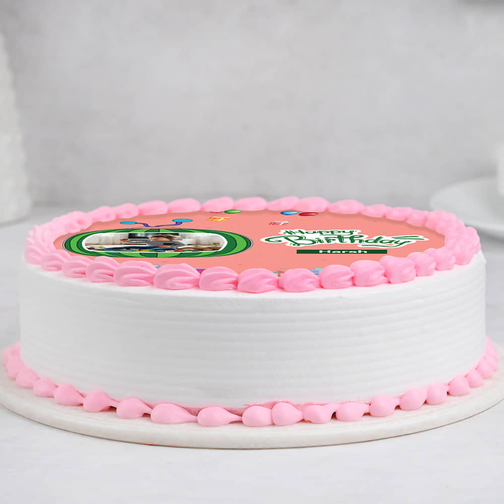 Side View of Cocomelon Birthday Photo Cake