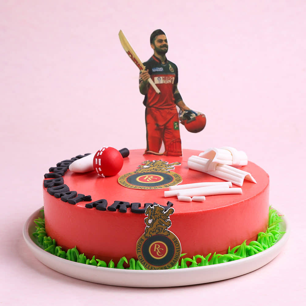 Front View of King Kohli RCB Cricket Cake