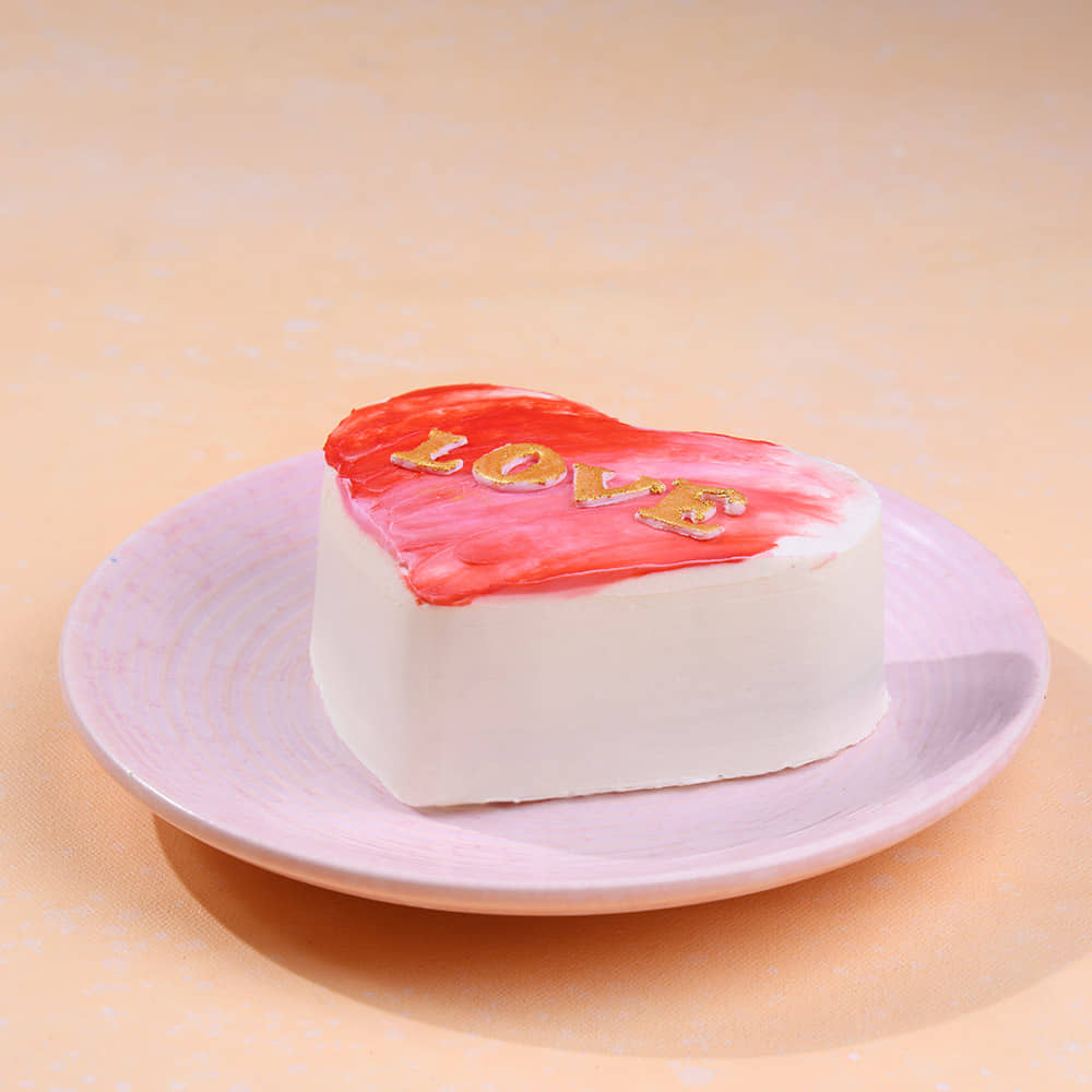 Side View of Love Heart Bento Cake