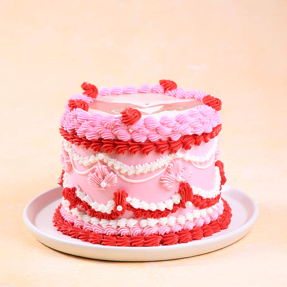 Side View of Love Vintage Fire Cake
