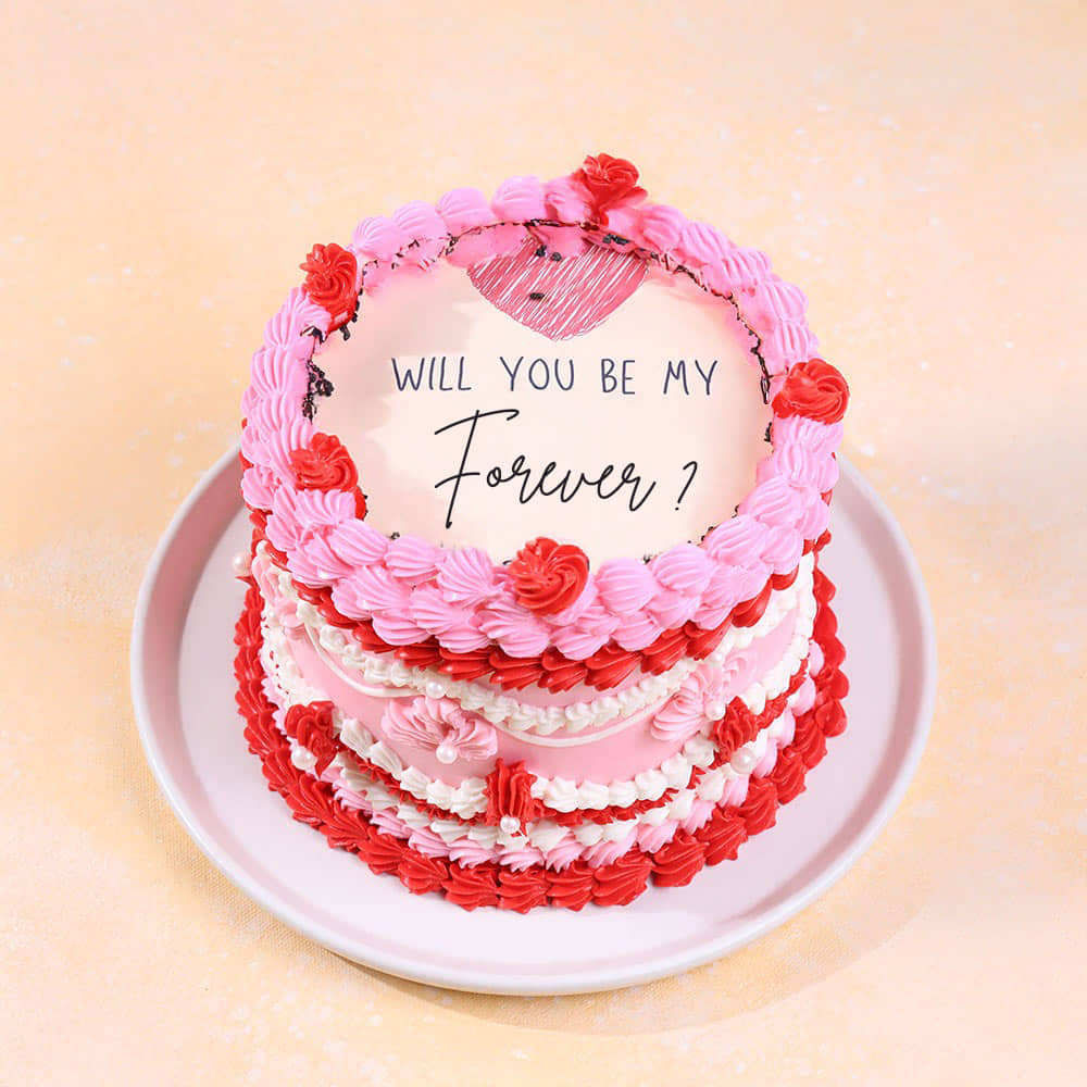 Top Angled View of Love Vintage Fire Cake