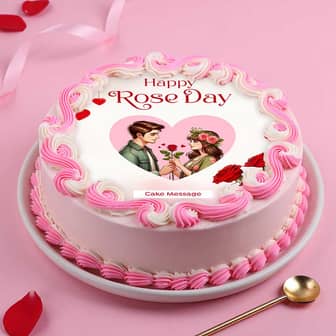 Loving Couple Rose Day Cake