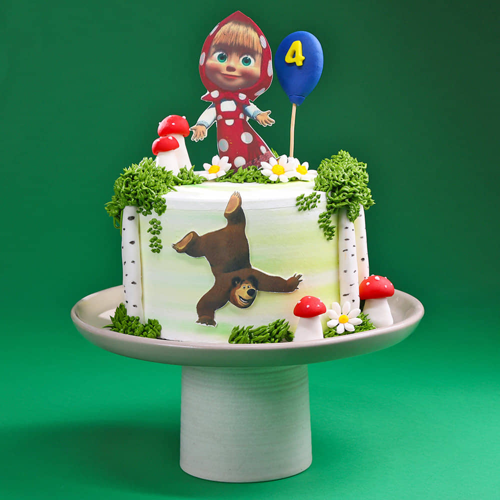 Side View of Masha N Bear Outdoor Fun Cake