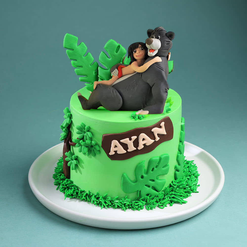 Side View of Mowgli N Baloo Fun Cake