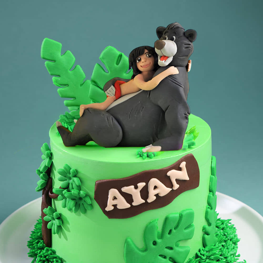 Front View of Mowgli N Baloo Fun Cake