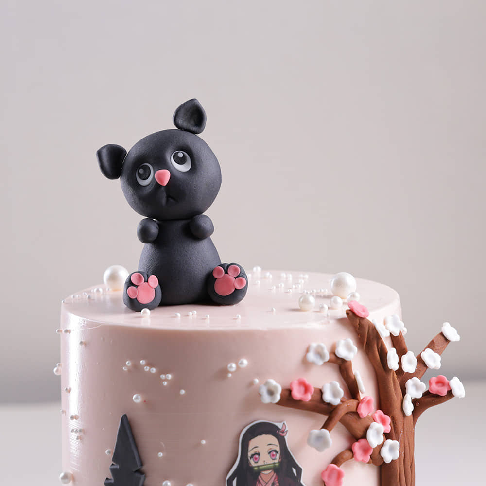 Zoomed View of Nezuko Chan Demon Slayer Cake