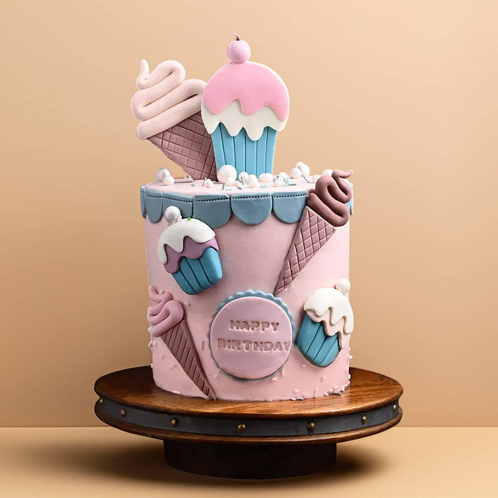 Side View of Paradise Birthday Cake