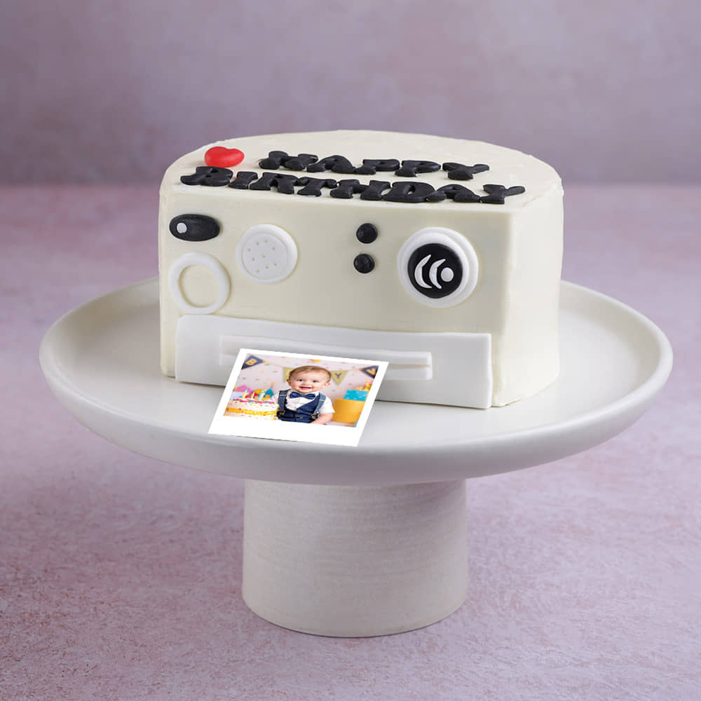 Side View of Picture Perfect Birthday Camera Cakes